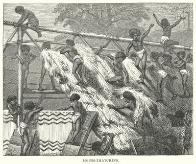House-Thatching (gravür) by English School