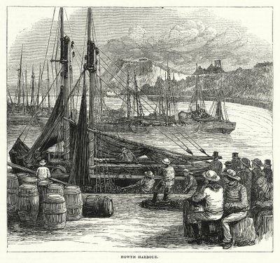 Howth Harbour (gravür) by English School