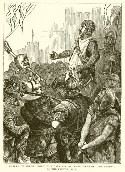 Hubert de Burgh, Dover Garnizonunu Fransızların çıkartmasına direnmeye çağırıyor, 1217 by English School