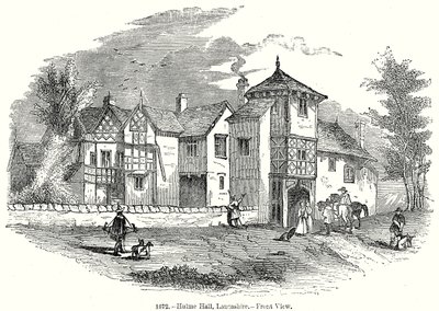 Hulme Hall, Laneashire. - Önden Görünüm (gravür) by English School