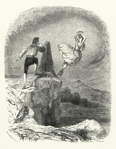 Bale, Ondine veya Naiad (gravür) için illüstrasyon by English School