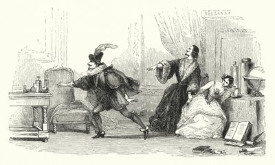 Le Diable boiteux ya da İki Sopalı Şeytan balesi için illüstrasyon (gravür) by English School