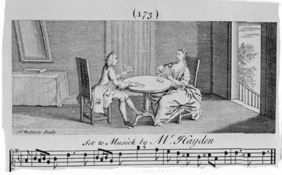 H. Roberts tarafından oyulmuş Joseph Haydn tarafından Notalara İllüstrasyon by English School