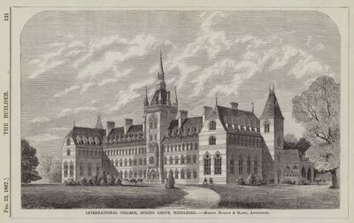 International College, Spring Grove, Middlesex, Messrs Norton ve Masey, Mimarlar (gravür) by English School