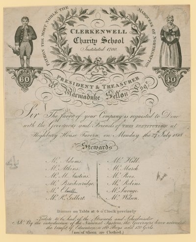 Clerkenwell Yardım Okulunun akşam yemeğine davet by English School