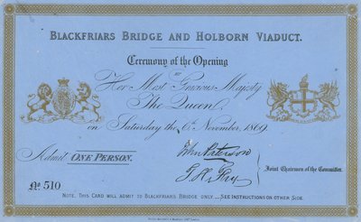 Blackfriars Köprüsü ve Holborn Viyadüğü açılışına davet by English School