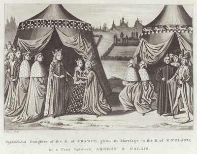 Ardres ve Calais arasında bir Çadırda İngiltere Kralı ile Evlilikte verilen Fransa Kralı Isabella Kızı by English School
