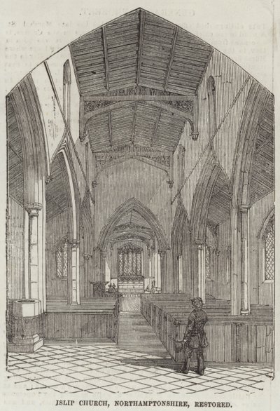 Islip Kilisesi, Northamptonshire, restore edilmiş (gravür) by English School