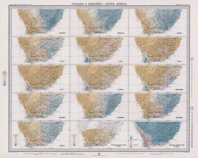 İzobarlar ve İzohyetler, Güney Afrika (renkli lito) by English School