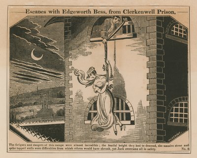 Jack Sheppard Edgeworth Bess ile Clerkenwell Hapishanesinden kaçtı by English School