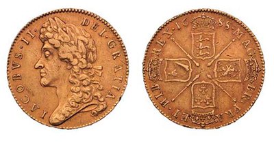 James II beş gine, 1688 by English School