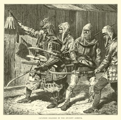 Eski zırhlı Japon askerleri by English School