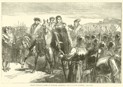 Jeanne d"Albret, Navarre Kraliçesi, Huguenot Askerlerine hitap ederken by English School
