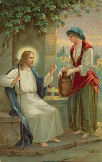 İsa Mesih ve Samiriyeli Kadın (chromolitho) by English School