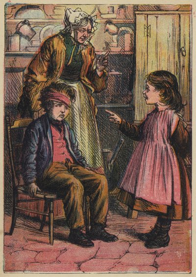 Jill Zavallı Jack ile Oyun Oynuyor (renkli taş baskı) by English School