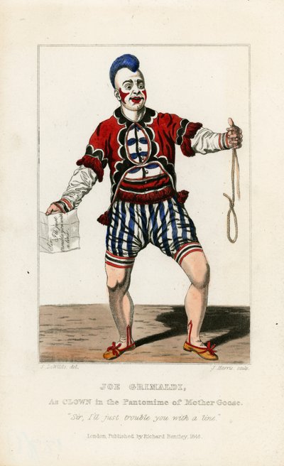Anne Kaz pandomiminde palyaço olarak Joe Grimaldi by English School