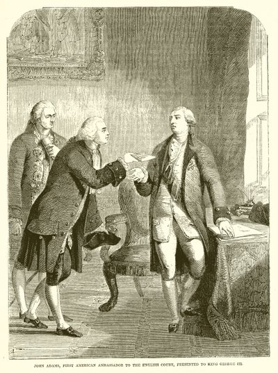 İngiliz Mahkemesinin Birinci Amerikan Büyükelçisi John Adams, Kral III. by English School