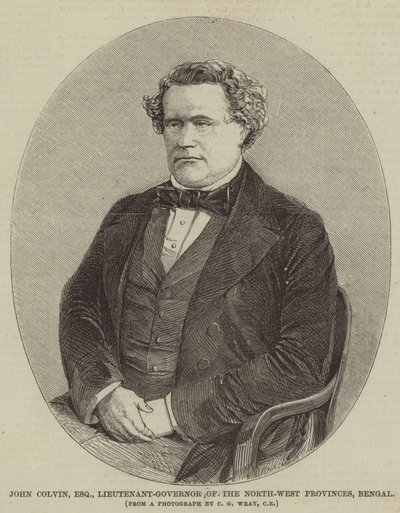 John Colvin, Esquire, Kuzey-Batı İlleri Teğmen-Vali, Bengal (gravür) by English School