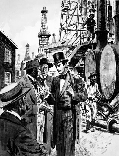 Bir mum üreticisi olan John D Rockefeller ve Samuel Andrews, kuyulardan petrolün rafine edilmesinde geleceği gördüler by English School