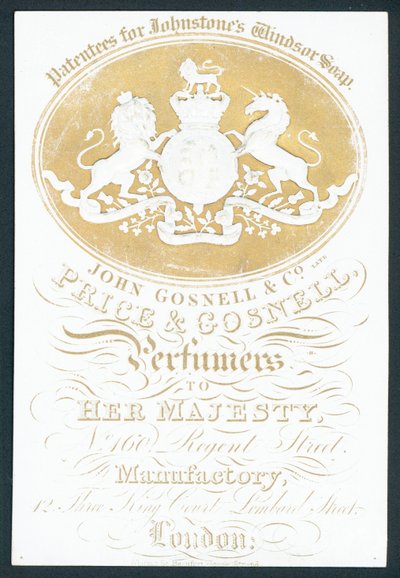 John Gosnell & Co, geç, Price & Gosnell, ticari kart by English School