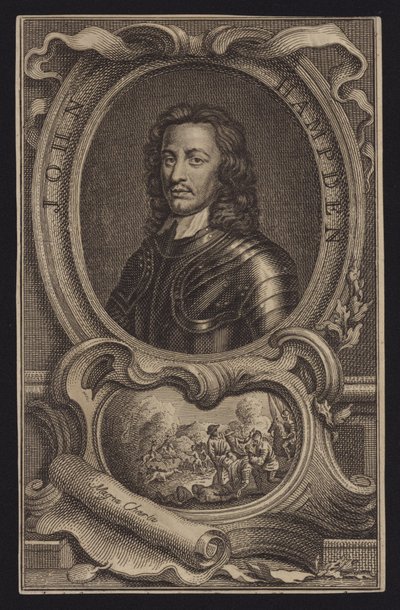 John Hampden, İngiliz Parlamenter siyasetçi ve asker (gravür) by English School