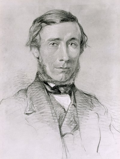 John Tyndall (1820-93) (kağıt üzerinde beyazla yükseltilmiş kömür) by English School
