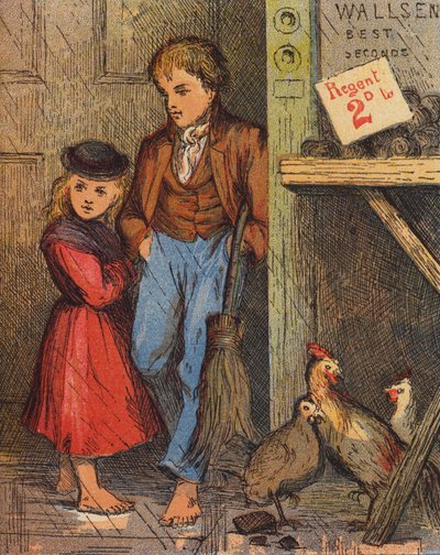 John ve Nelly barınıyor (renkli taş baskı) by English School
