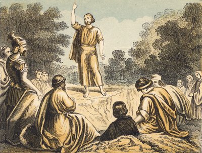 Vaftizci Yahya Vaazı (renkli gravür) by English School