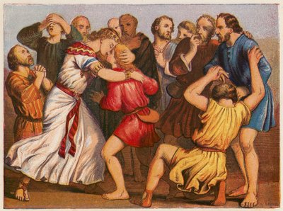 Yusuf kendini kardeşlerine tanıtır (renkli taş baskı) by English School