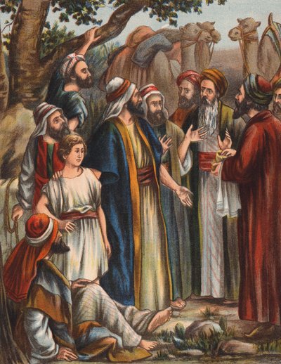 Kardeşleri tarafından satılan Yusuf (renkli taş baskı) by English School