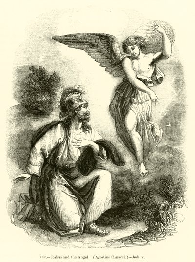 Joshua ve Angel, Agostino Carracci, Joshua v (gravür) by English School
