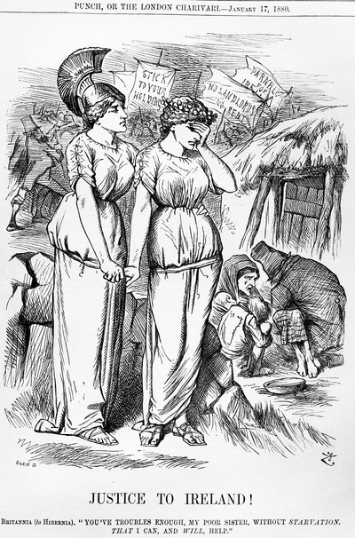 Justice to Ireland!, Joseph Swain tarafından kazınmış, Punch, 17 Ocak 1880 by English School