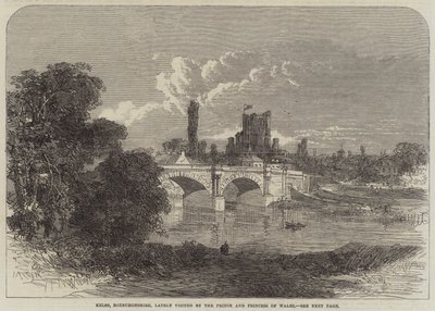 Kelso, Roxburghshire, son zamanlarda Galler Prensi ve Prensesi tarafından ziyaret edildi (gravür) by English School