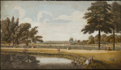 Kensington Bahçeleri, c.1740-60 (el boyaması gravür) by English School