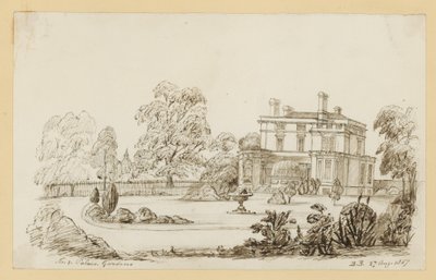 Kensington Sarayı Bahçeleri; 27 Ağustos 1857 tarihli (kağıt üzerine mürekkep) by English School