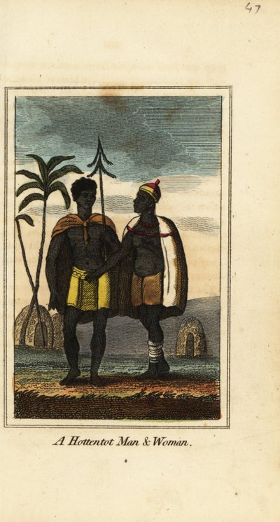 Khoikhoi erkek ve kadın, Güney Afrika by English School