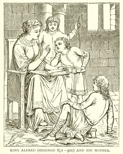 Kral Alfred (871-901) ve annesi by English School