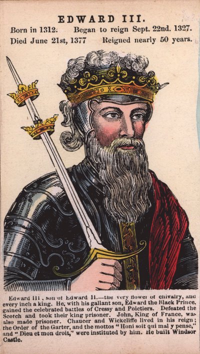 King Edward III (renkli gravür) by English School
