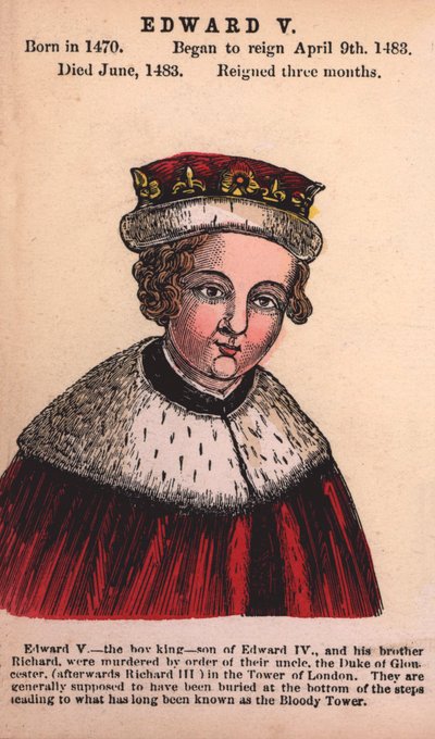 King Edward V (renkli gravür) by English School