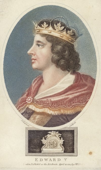 İngiltere Kralı V. Edward (renkli gravür) by English School