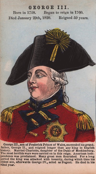 King George III (renkli gravür) by English School