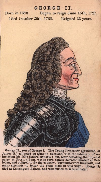 King George II (renkli gravür) by English School