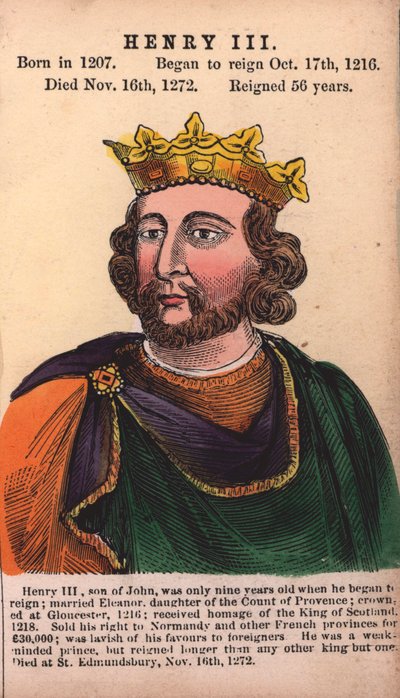 Kral Henry III (renkli gravür) by English School