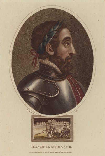 Fransa Kralı II. Henry (renkli gravür) by English School