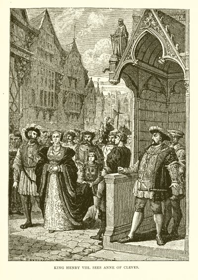 Kral Henry VIII Cleves'li Anne'yi Görüyor (gravür) by English School