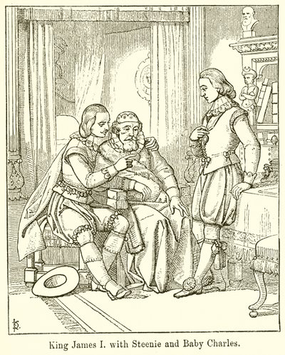 Steenie ve Bebek Charles ile Kral I. James by English School