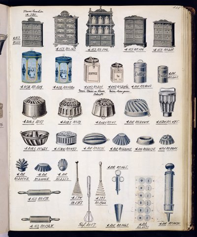 Yerli mal ve teçhizat ticaret kataloğundan mutfak depolama ve mutfak eşyaları, c.1890-1910 by English School
