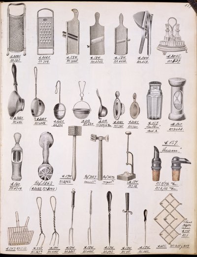 Mutfak eşyaları, bir yerli mal ve aksesuar ticaret kataloğundan, c.1890-1910 by English School