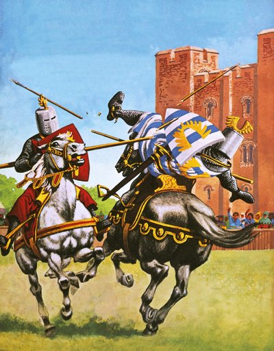 mızrak dövüşü yapan şövalyeler by English School
