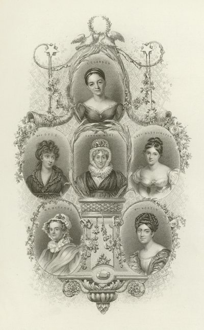 L E Landon, Bayan Opie, Hannah More, Lady Blessington, Bay Mitford, Bayan Norton by English School